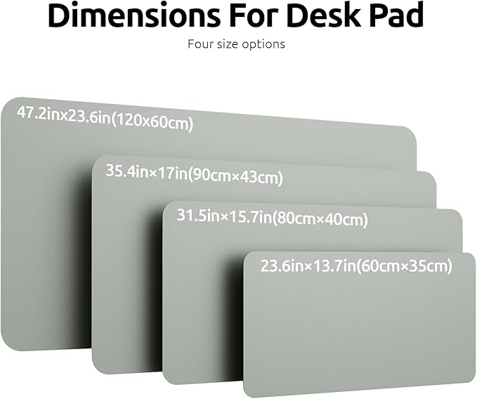 YSAGi Leather Desk Protector, Office Mat, Large Mouse Mat, Non-Slip PU Leather Blotter, Laptop Pad, Waterproof Writing Pad for Office and Home (Grayish Green, 31.5" x 15.8")