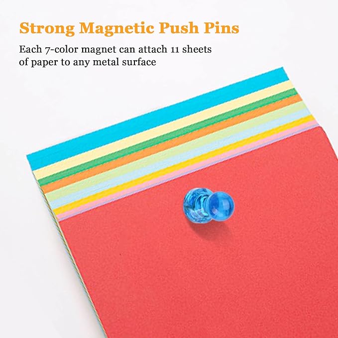 60Pcs Push Pin Magnets, Small Strong Refrigerator Magnets for Whiteboard, Funny Cute Decorative Fridge Magnet, for Locker School Classroom Calendar Kitchen Office Dry Erase Board Map Magnetic Push Pin