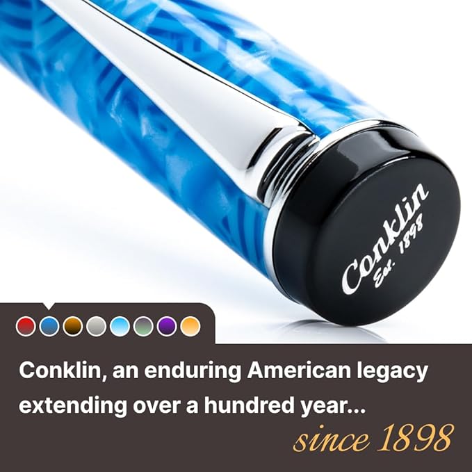 Conklin Duragraph Fountain Pen Ice Blue - Broad Nib, Elegant Writing Instrument with Cool Blue Finish