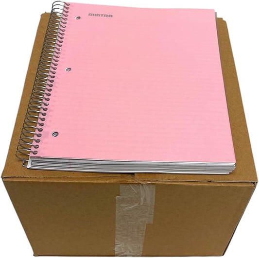 Mintra Office Durable Spiral Notebooks, 5 Subject (Spring Pink, College Ruled 12pk)