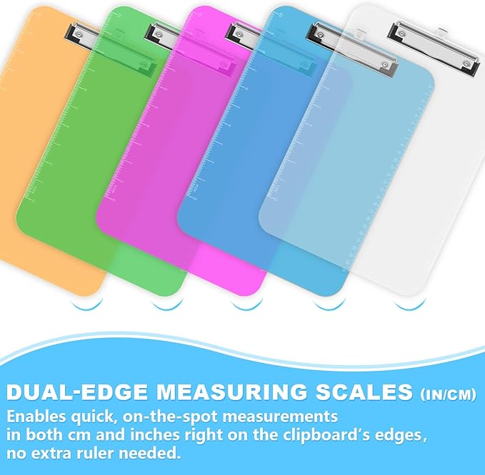 TOTiyea Clipboard Set of 25, 12.5 x 9 Inch Multi Color, Plastic Clipboard with Low Profile Clip, 75 Sheets Capacity, Standard Letter Size