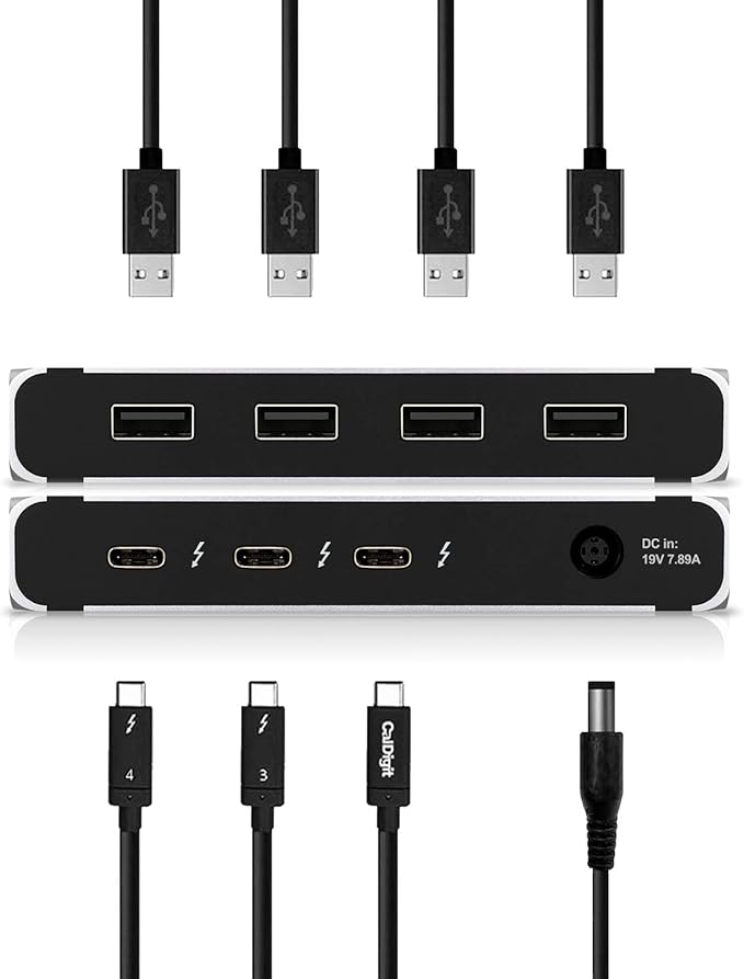 CalDigit Thunderbolt 4 Element Hub - 4X USB4 Ports, USB 3.2 Gen2 10Gb/s, Single 8K or Dual 4K Displays, 60W Charging, 0.8m Cable