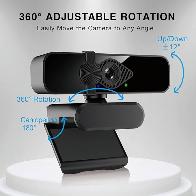2K Webcam for PC, 85° View USB Computer Camera, with Noise Canceling Microphone & Privacy Cover, HD Web Cameras for Desktop Laptop Monitor Mac Streaming, Video Calling Webcams, 1pc cable organizer