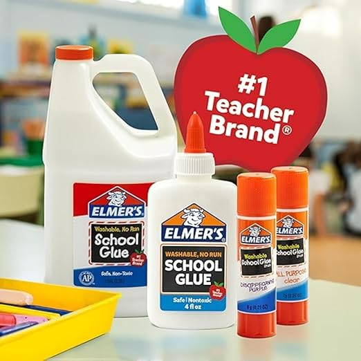 Elmer’s Disappearing Purple School Glue Sticks, Washable, 7g, 30 Count - Bulk Pack for Classrooms, #1 Teacher Brand