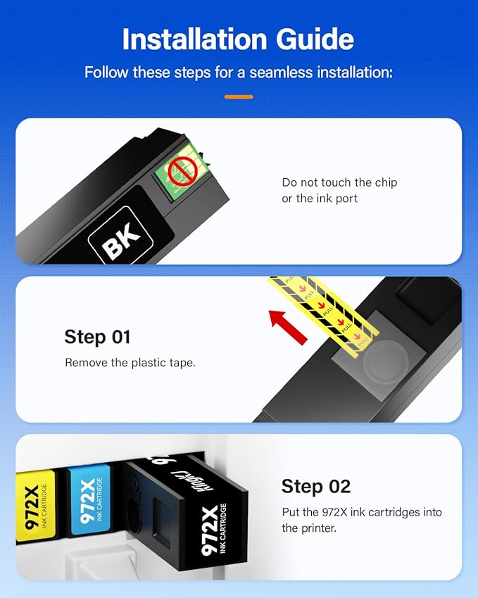 972X Ink Cartridges High Yield 4-Pack with chip Compatible Replacement for HP 972X 972A 972 use with HP Pagewide Pro 477dw 577dw 477dn 452dn 452dw 552dw 577z P55250dw Printer Black Cyan Magenta Yellow