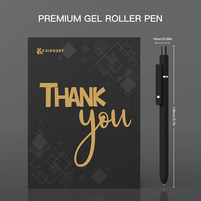 Gel Pens,0.5mm Fine Point Pens Smooth Writing japanese gel pens, High-End Series Black Ink cute gel pens for Journaling Note Taking, Office School Supplies (10 Pcs Black Ink- Black shaft pen)