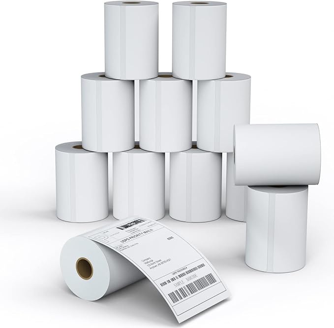 MFLABEL 12 Rolls 4x6 Direct Thermal Blank Shipping Labels for Thermal Printer Shipping Labels with Perforated