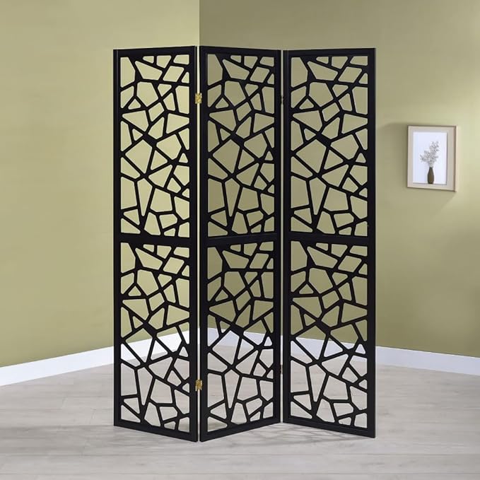 NicBex Room Divider 3 Panel Room Dividers with Complex Pattern Designs Partition Room Dividers and Folding Privacy Screens Wall Divider for Home, Office, Room Separation,52"W x 0.75"D x 70.25"H, Black