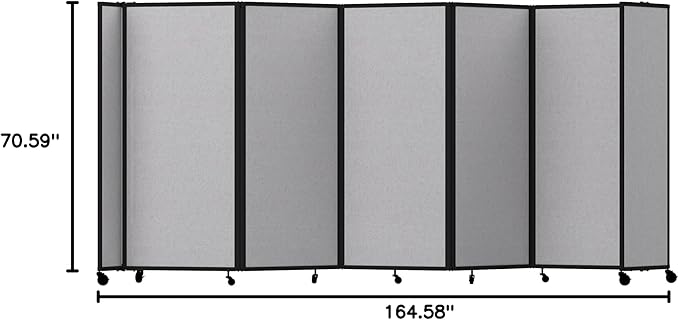 Versare Room Divider 360 Portable Wall Partition | Folding Panels | Large Freestanding Divider | Locking Wheels | Temporary Room Separator