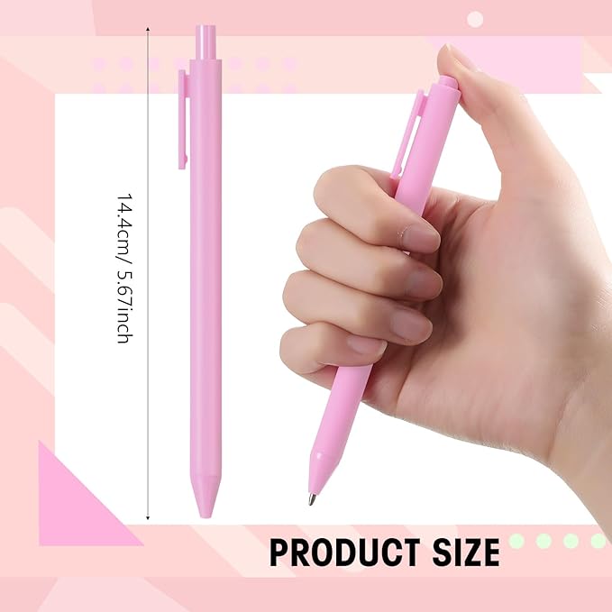 Teling 100 Pcs Ballpoint Pens Retractable Comfortable Cute Stylish Writing Pens in Medium Point 1.0 mm for Office Supplies(Pink)