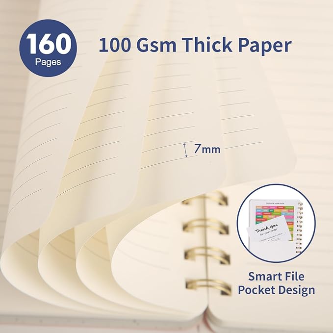 Lined Spiral Notebook College Ruled A5 Journal Book for Note Taking, 160 Pages Writing Journal for Office and Home School Supplies 5.75x8.125 inch (0Navy Blue)
