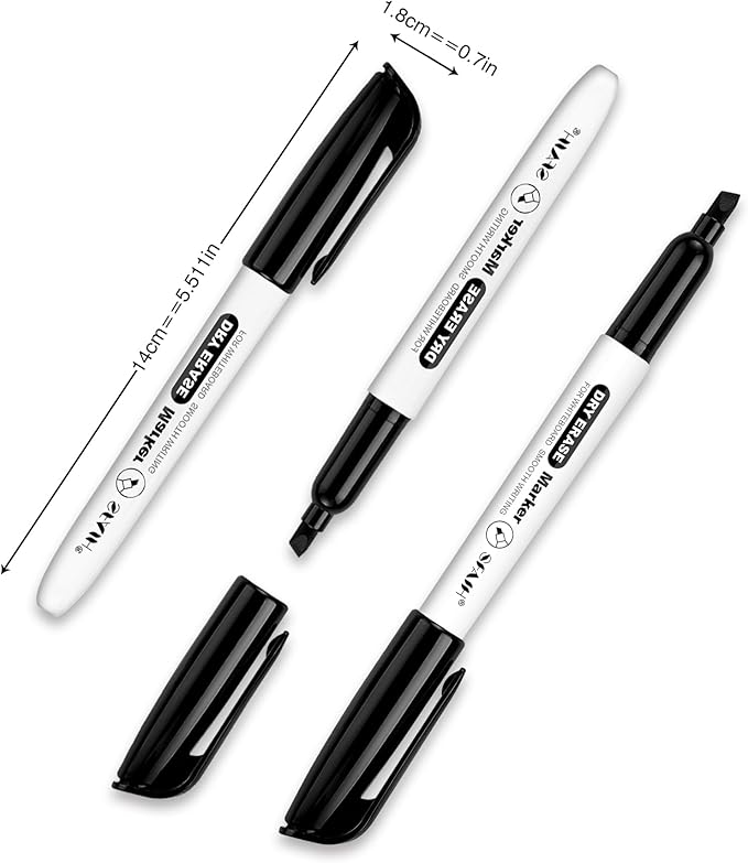 SFAIH Dry Erase Markers Chisel Tip Bulk, 72 Pack Black White Board Markers, Versatile Lines, Low Odor, 1s Quickly Dry, Perfect for School Supplies and Office