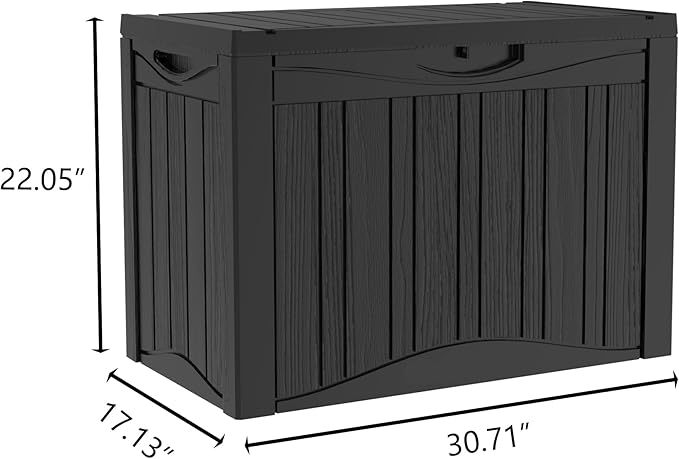 50 Gallon Outdoor Storage Box Waterproof Lockable Resin Deck Box Large, Patio Storage Bin for Pool Accessories Cushion Furniture, Garden Tools, UV-Resistant Outside Delivery Black