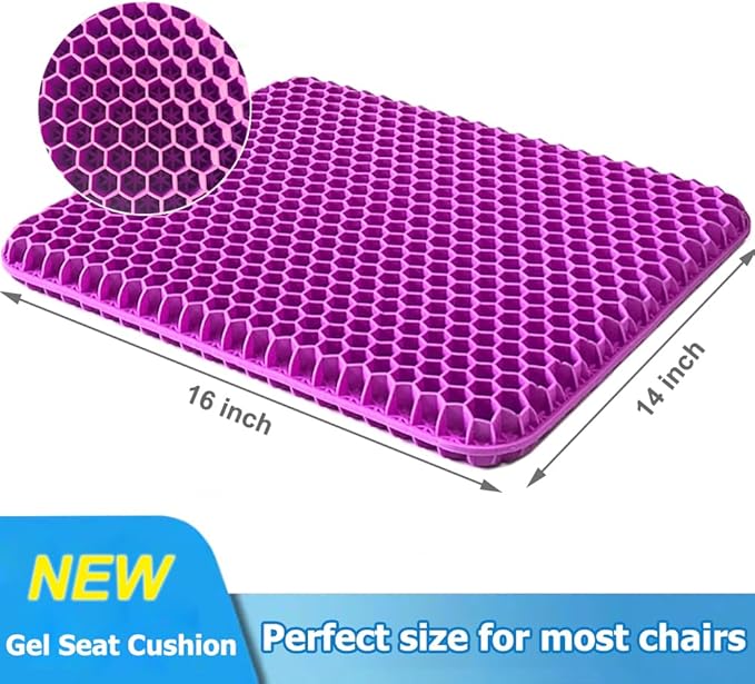 Gel Seat Cushion, Double Thick Egg Gel Cushion for Pressure Pain Relief, Breathable Wheelchair Cushion Chair Pads for Car Seat Office Chair (Violet)