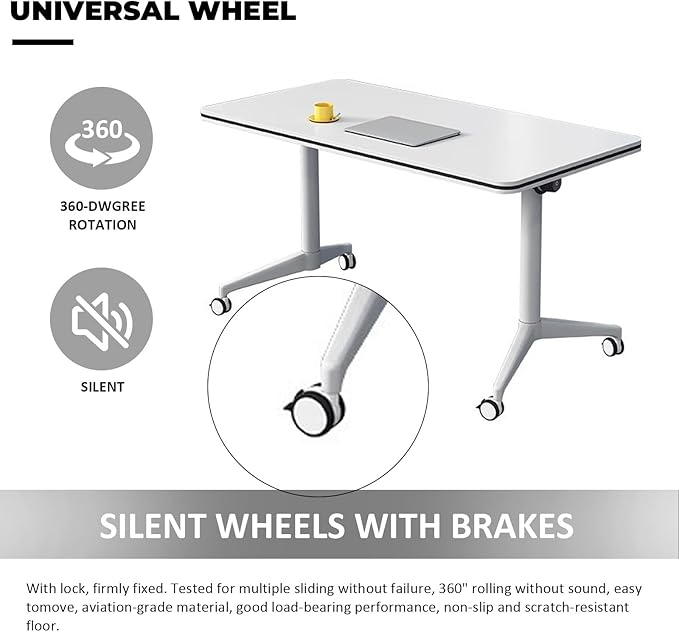Conference Table Folding Conference Table, Modern Conference Room Table White Meeting Table Flip Top Large Mobile Training Table, Mobile Training Seminar Table for Office Classroom (6pack 63in)