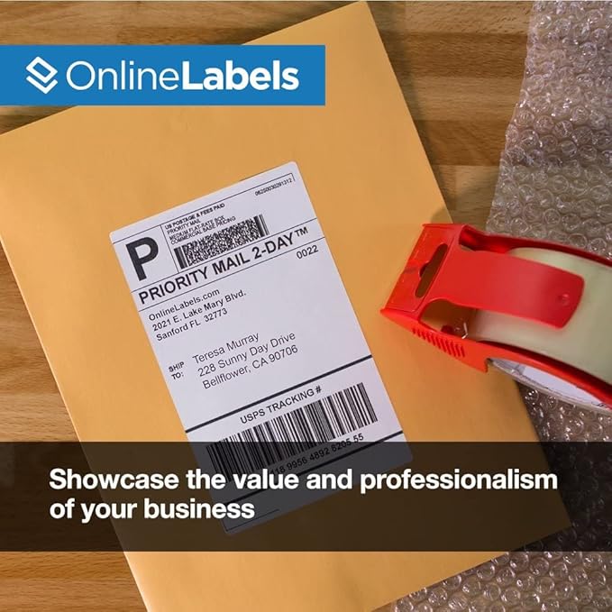 OnlineLabels 8.5 x 5.5 Half-Sheet Shipping Labels - Permanent, White Matte - for FBA, FedEx, UPS - Pack of 10,000 Labels, 5,000 Sheets - Inkjet/Laser Printers