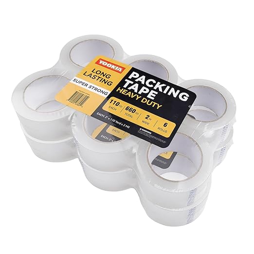 Clear Packing Tape Refills, Total 1320 yd., Heavy Duty Shipping Tape, Each 2 inch x 110 Yards x 2 mil Thick for Shipping, Packaging, Sealing and Moving 12 Rolls