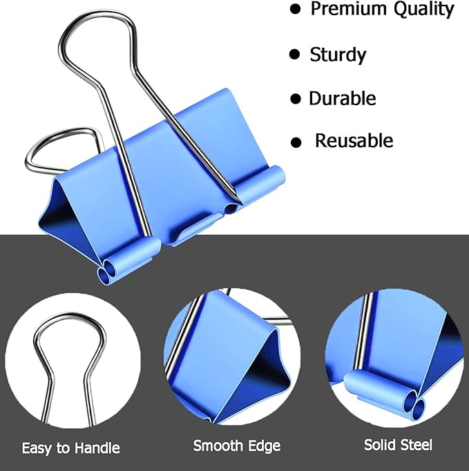 Vinaco 300PCS Paper Clips and Binder Clips Assorted Sizes, Colored Paper Clips (2" Large/1.3" Medium), Binder Clips (1" Medium /0.75" Small/0.6" Mini) and Rubber Bands for Home Office School
