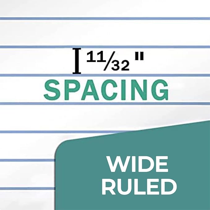 6 Pack Loose Leaf Paper, 900 Sheets, Wide Ruled Paper, 8" x 10.5", Bulk Notebook Paper, 150 Sheets/Pack, Fits Standard 3 Ring Binders, Wide Ruled Filler Paper for School, White Notebook Paper