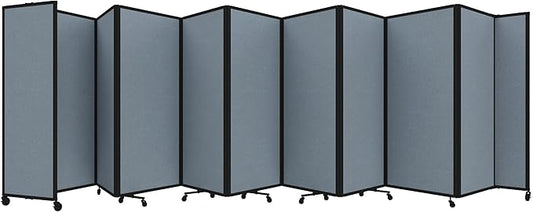 Versare Room Divider 360 Portable Wall Partition | Folding Panels | Large Freestanding Divider | Locking Wheels | Temporary Room Separator