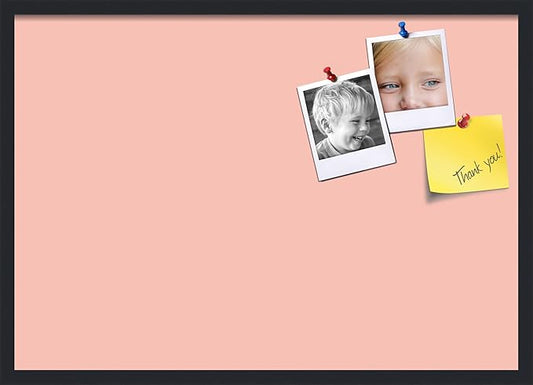 PinPix 34x24 Inch Cork Bulletin Board. This Decorative Framed Pin Board Comes with Pink Pastel Design and a Satin Black Frame. Ideal for Home Office Decor or Message Board (PinPix-1813)