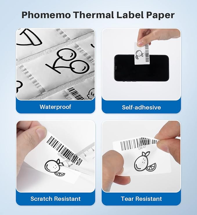Phomemo Labels, 2.36'' x 1.57'' Self-Adhesive Sticker, Multipurpose Thermal Label for M220 M250 M260 M221 M200 Printer,for Barcode, Name, Jar, Tag, Address, Gift, Box and More Labeling,180 Pcs