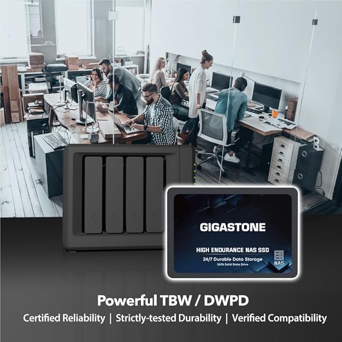 Gigastone 1TB NAS SSD Drive (2-Pack) 24/7 Durable TLC High Endurance RAID Data Storage Network Attached Storage 2.5" SATA Internal Solid State Hard Drives