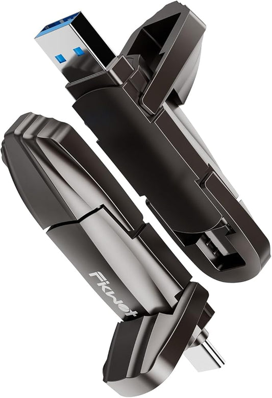 FU388 External Solid State Drive, Up to 1000MB/s for Data Storage,Dual-Port Stick Design with USB-A & Type-C Expansion of Storage for iPhone 15/16 /Android/PC/Mac/Laptop