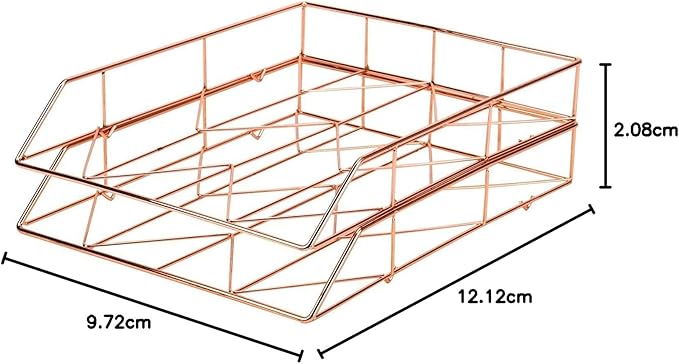 U Brands Desktop Letter Tray, Wire Metal, Copper/Rose Gold