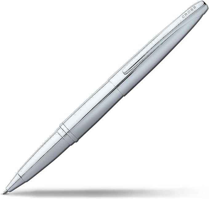Cross ATX Refillable Rollerball Pen Presented in a Luxury Gift Box - Medium Point, Black Ink, Pure Chrome