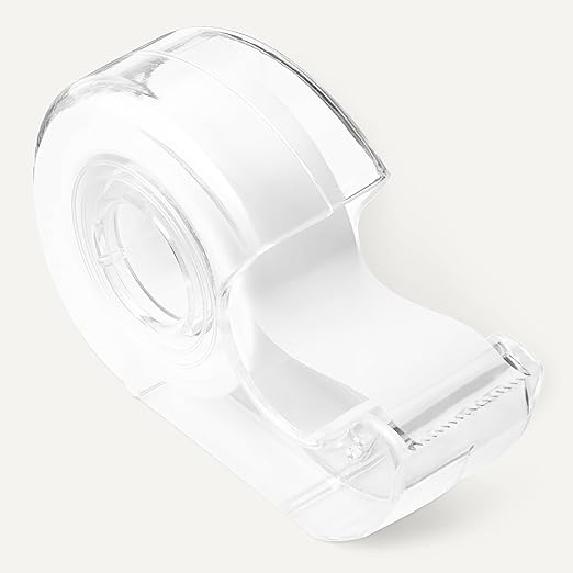 Amazon Basics Matte Finish Tape with Dispenser, Invisible Tape, 3/4" x 300"(8.33 Yards), 3-Pack, Transparent