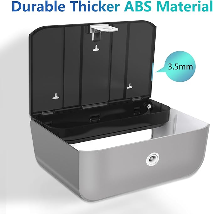 Trifold Hand Towel Dispenser for Bathroom - C Fold Paper Towel Dispenser Wall Mount with No-Hole Adhesive Installation, Compact 200 Sheets Large Capacity for Home, Apartment & RV