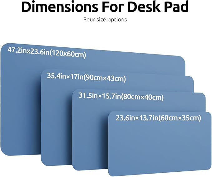 YSAGi Leather Desk Protector, Office Mat, Large Mouse Pad, Non-Slip PU Leather Blotter, Laptop Desk, Waterproof Writing Pad for Office and Home (Sea Blue, 35.4" x 17")