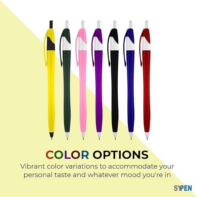 SyPen Personalized Pens With your Custom Logo or Text-500 Pack Bulk-for Businesses, Parties, and Events, Custom Printed Slim Ballpoint Click Pens, Green Barrel Color, Black Ink