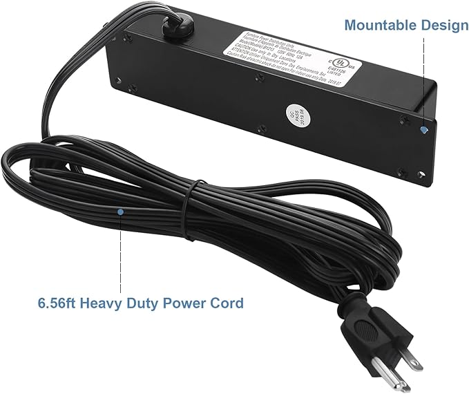 2Pack Wall Mount Power Outlet Strip, 4 Outlet Mountable Power Strip with Switch, Under Desk Power Strip Connect with 6ft Cord Mount Under Desk, Workbench, Nightstand, Dresser, Table.(Black)