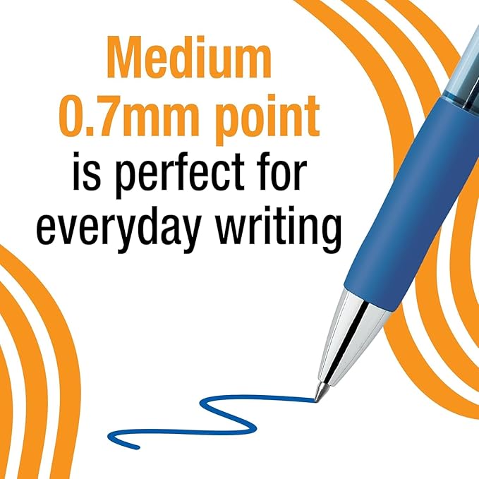 BIC Gelocity Pro Gel Pen with 0.7 mm Medium Point and Smear-Resistant Ink, 12-Count in Blue Ink