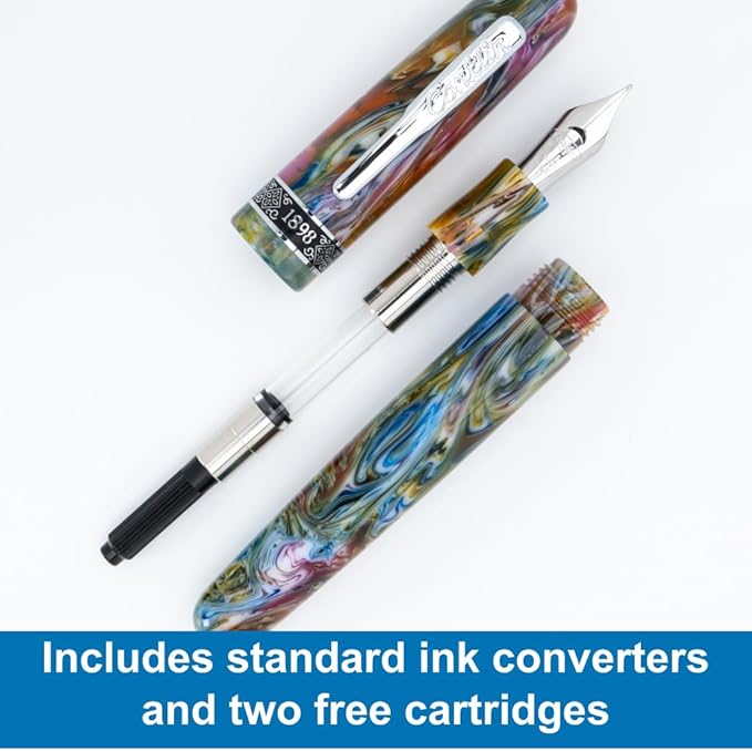 Conklin 1898 Fountain Pen, Misto Green - Stub Nib | Unique Resin Blend Pen with Luxury Design | JoWo Stainless Steel Nib Made in Germany | Ideal Gift for Pen Lovers