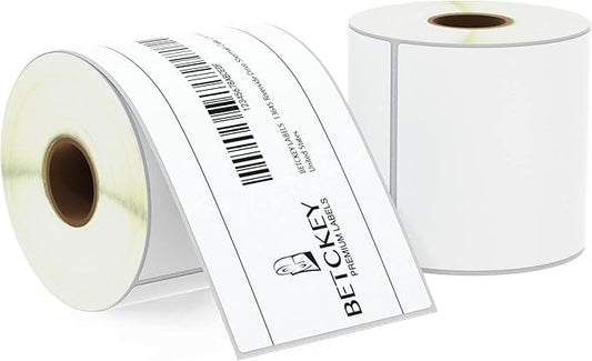 BETCKEY - 3" x 5" (76 mm x 127 mm) Multipurpose & Large Shipping Labels Compatible with Zebra & Rollo Label Printer,Premium Adhesive & Perforated [2 Rolls, 700 Labels]