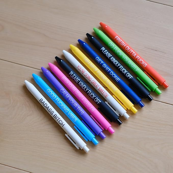 11Pcs Funny Adult Ballpoint Pen Set, Premium Days of The Week Swear Cuss Word Pens for Office Gifts, Novelty Pens for Corworkers