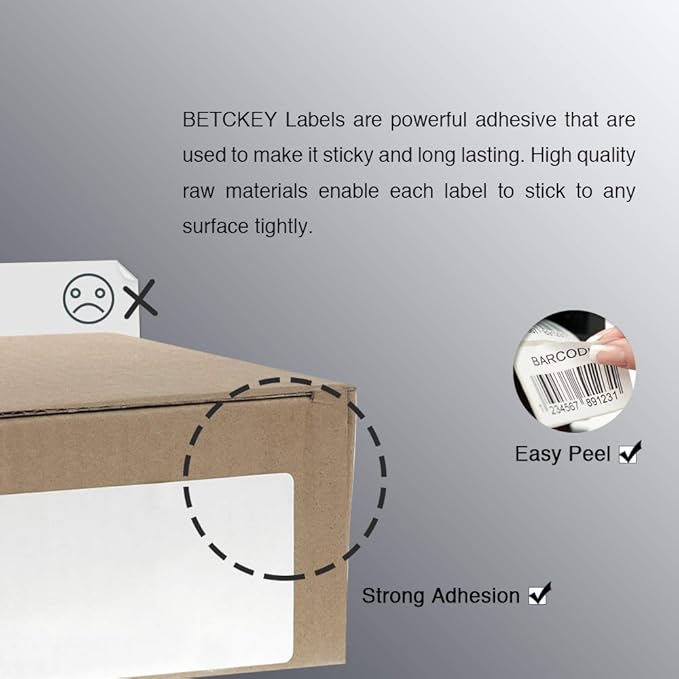 BETCKEY - 2.25" x 2" (57 mm x 51 mm) UPC Barcode & Address Labels Compatible with Zebra & Rollo Label Printer,Premium Adhesive & Perforated [10 Rolls, 7000 Labels]