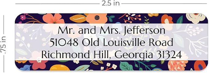 Multicolored Floral Print Rolled Address Labels / 250 Personalized Return Address Labels/Designer Address Stickers in Elegant Plastic Dispenser