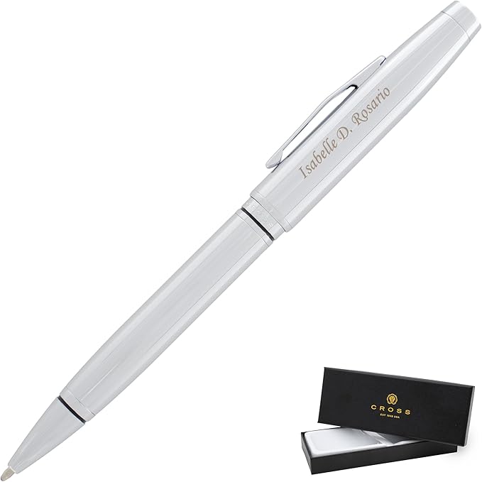 Personalized, Custom Engraved Cross Pen for Men or Women | Cross Coventry Ballpoint Pen | Luxury Gift for Office, Graduation and Business [Lustrous Chrome Finish]