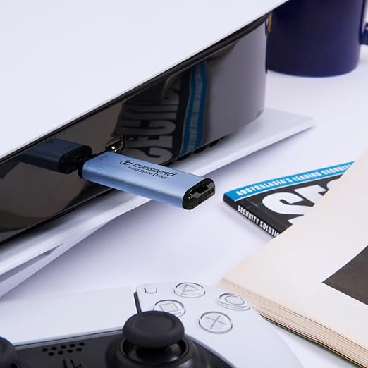 Transcend 1TB External SSD, USB 3.2 Gen2, Up to 1,050MB/s, Portable SSD with Type C, for Steam Deck, ROG Ally, MSI Claw, Windows & Mac, iPhone, iPad, Android, PS5, Xbox, Smart TV, Sky Blue