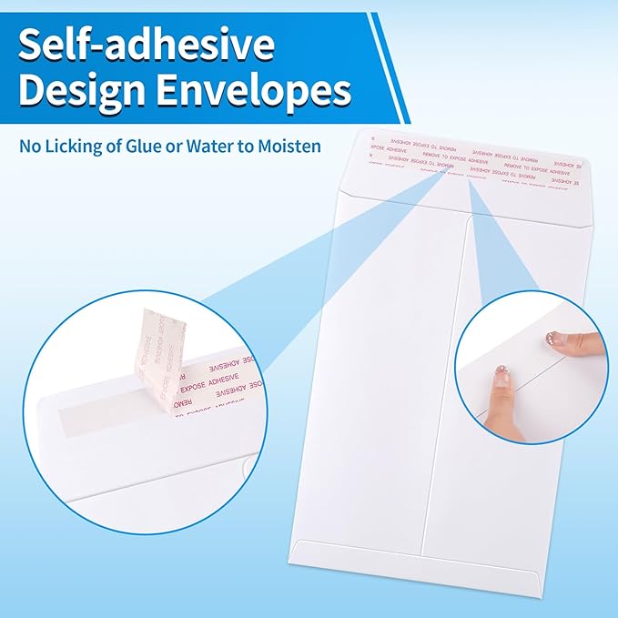 50 Pack Catalog Envelopes Self Seal, 9 x 12 Inches Catalog Mailing Envelopes,White Manila Envelopes for Mailing, Organize, Storage, Home, Office