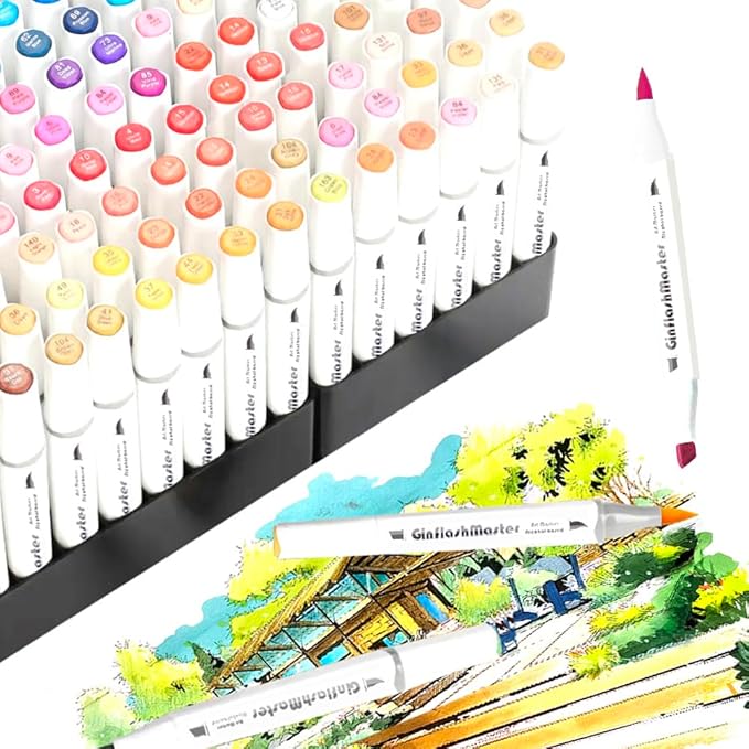 Brush Chisel Tip Art Markers Designer Pen Sketch Alcohol Markers Dual Tips Manga Drawing Coloring book marker (80)