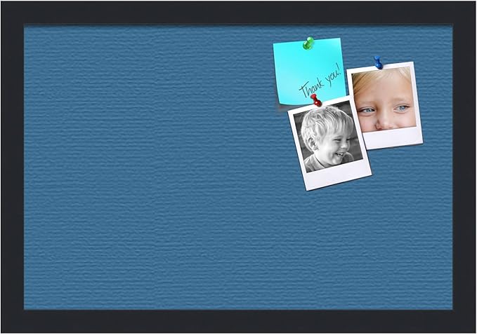 PinPix 18x12 Inch Cork Bulletin Board. This Decorative Framed Pin Board Comes with Navy Pastel Design and a Satin Black Frame. Ideal for Home Office Decor or Message Board (PinPix-1811)