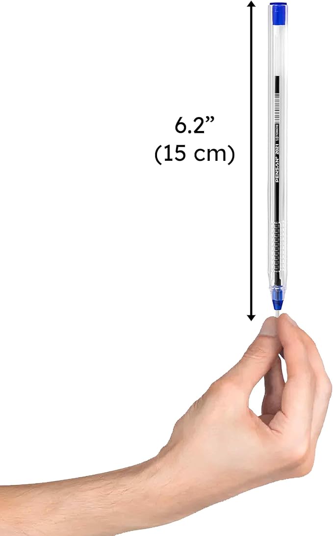 Blue Ballpoint Pens,1.0 mm Medium Point, Blue Pens, Ergonomic Triangle Grip, Smooth Writing, 300-Count Pack of Bulk Pens