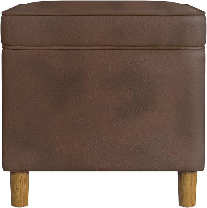 Home Decor | Dinah Collection Modern Storage Ottoman | Ottoman with Storage for Living Room & Bedroom(Brown Faux Leather)