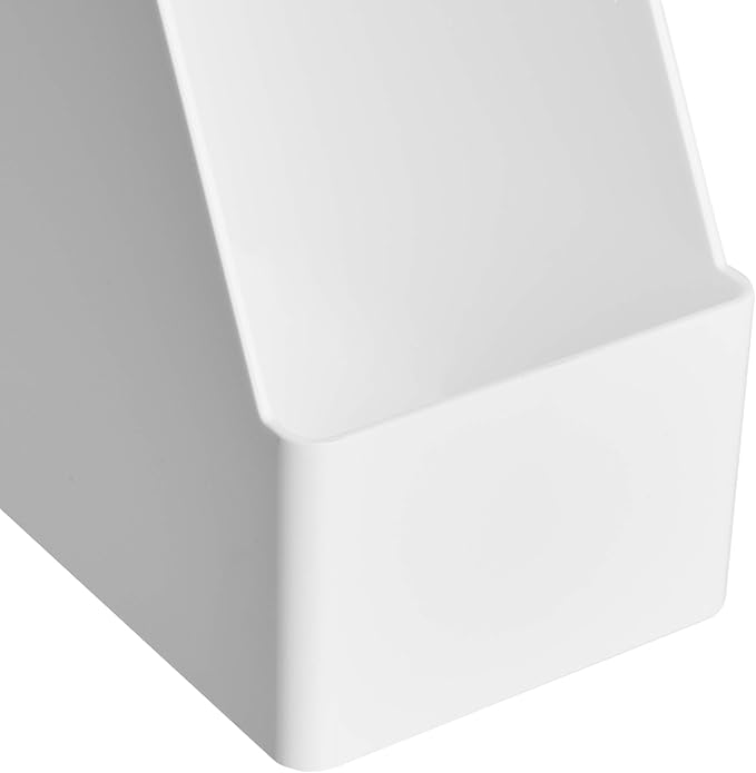 Amazon Basics Rectangular Plastic Desk Organizer, Magazine Rack, White, 2-Pack