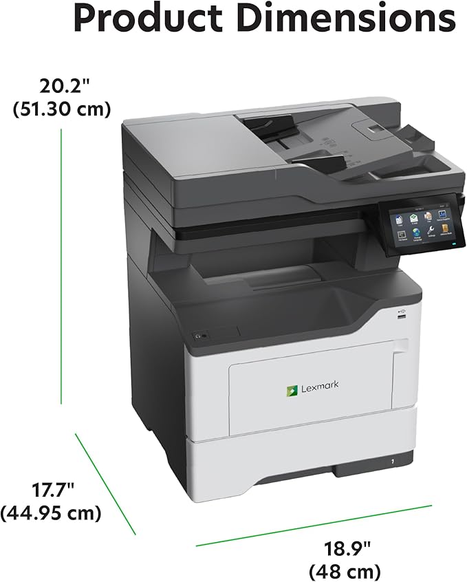 LEXMARK MX532adwe Monochrome Laser Printer, Integrated Duplex, Energy Star, 4.3-inch Color Touch Screen, Print Speed: Up to 46 ppm, Recommended Monthly Page Volume: 2,000-15,000 Pages(38S0820)